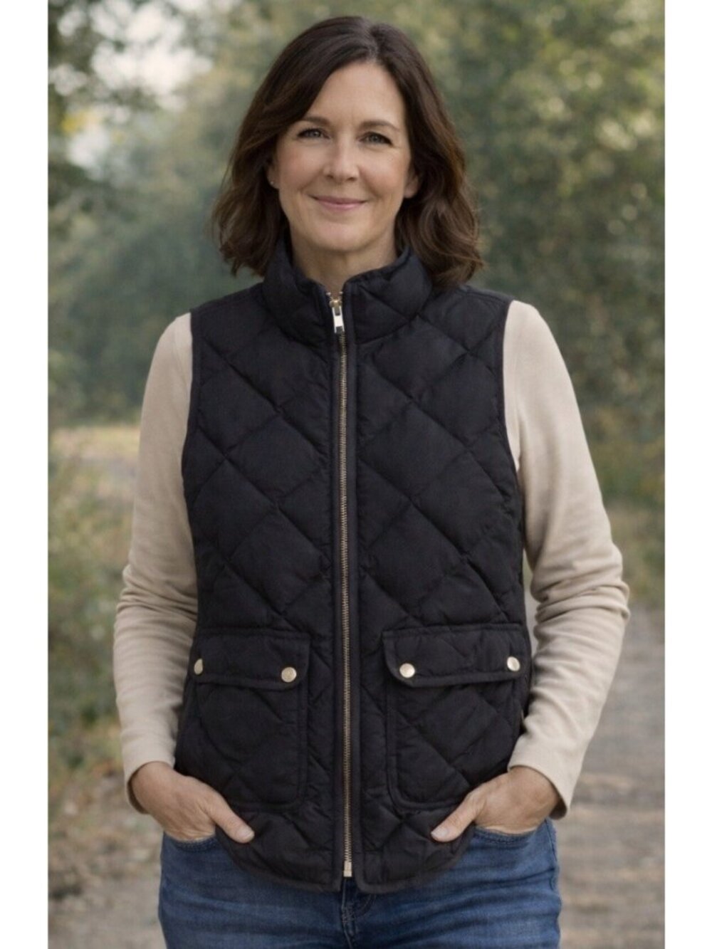 J. Crew Women's Size XS Quilted Vest Down Fill Black Zipper Closure